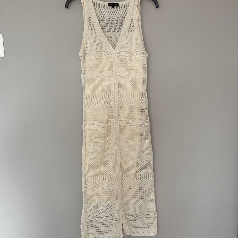 rag & bone Open-Weave Maxi Dress in Off-White